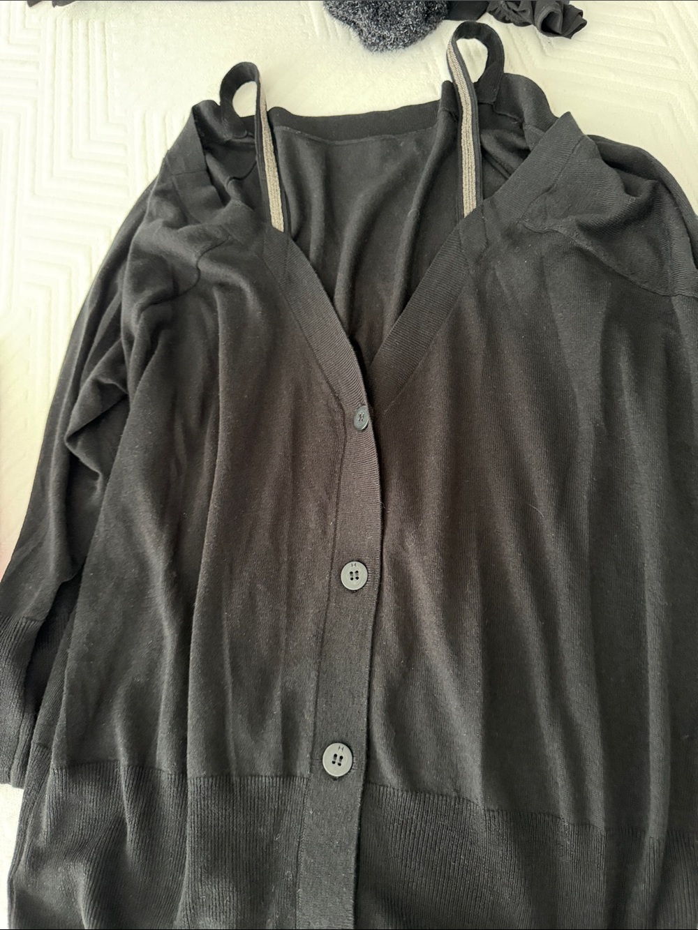 Halston Heritage Black V-Neck Button Cardigan